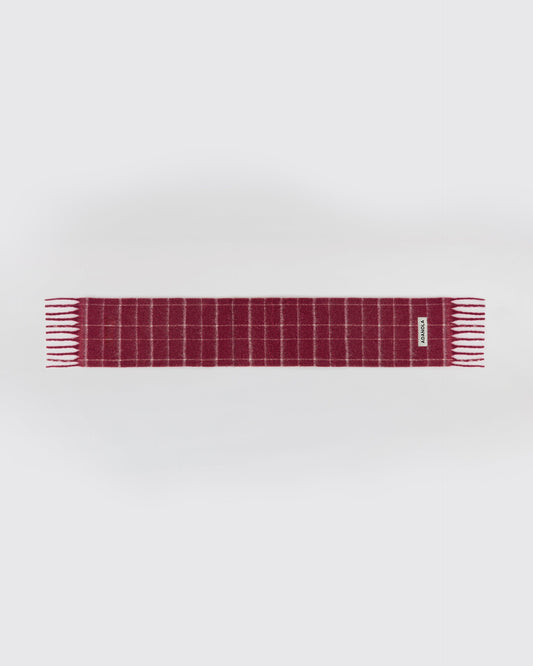 Brushed Checked Scarf - Berry Red