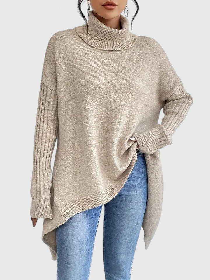 Pull à col roulé ample en tricot épais