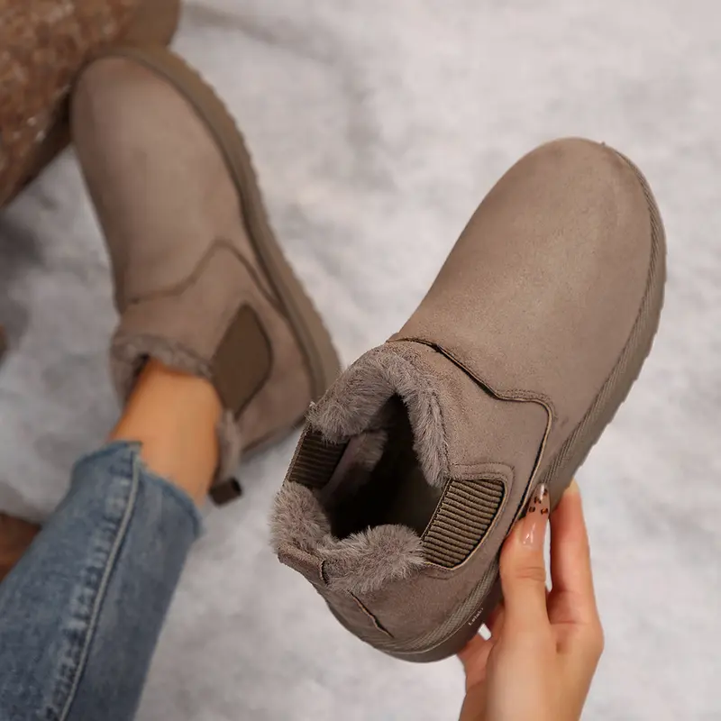 🔥 Commandez aujourd'hui et recevez 49 % de réduction - Bottes d'hiver courtes, fourrées, confortables, à enfiler, avec bout rond
