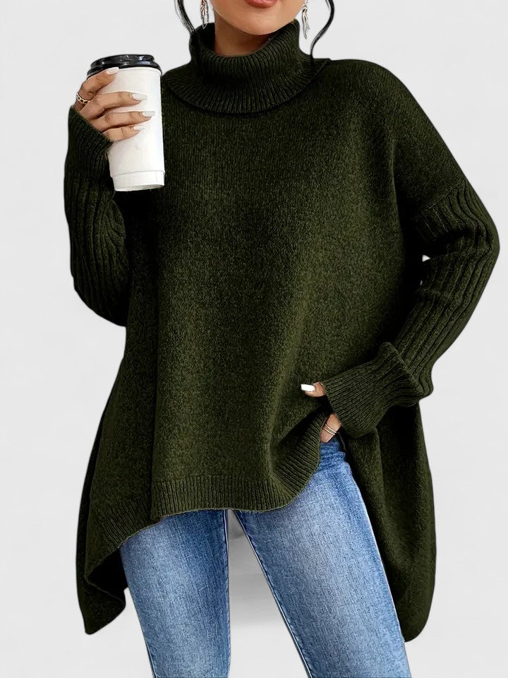 Pull à col roulé ample en tricot épais