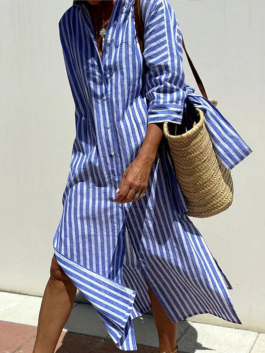 Robe chemise d'été classique à rayures