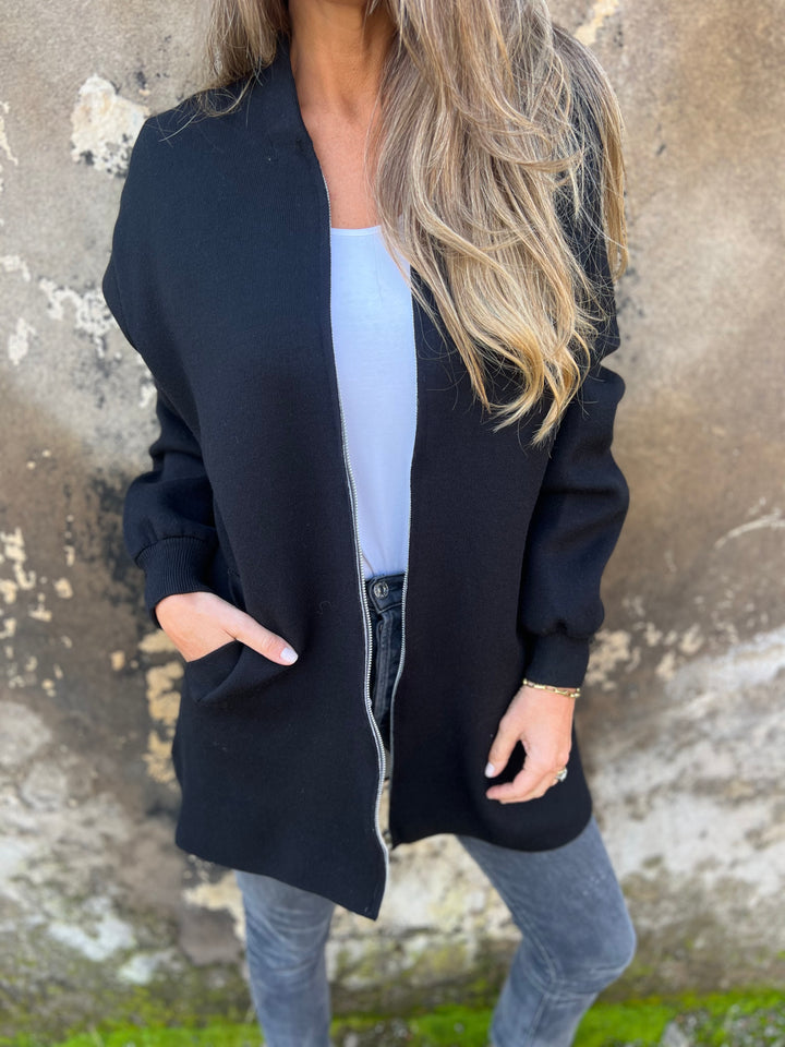 VENTE DE LIQUIDATION🔥 Veste décontractée à manches longues et col rond avec fermeture éclair