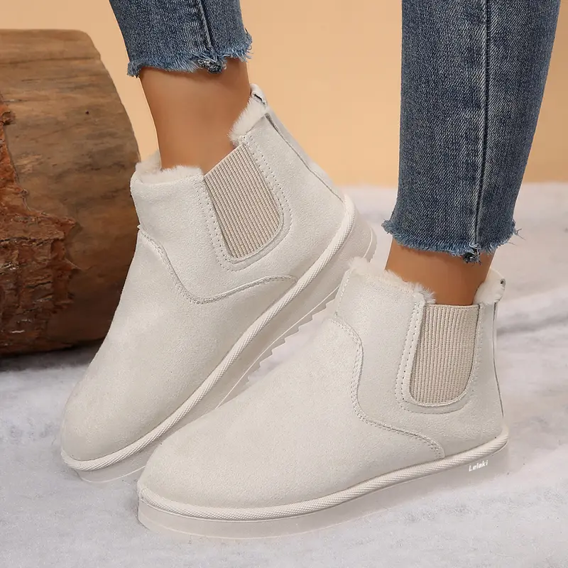🔥 Commandez aujourd'hui et recevez 49 % de réduction - Bottes d'hiver courtes, fourrées, confortables, à enfiler, avec bout rond