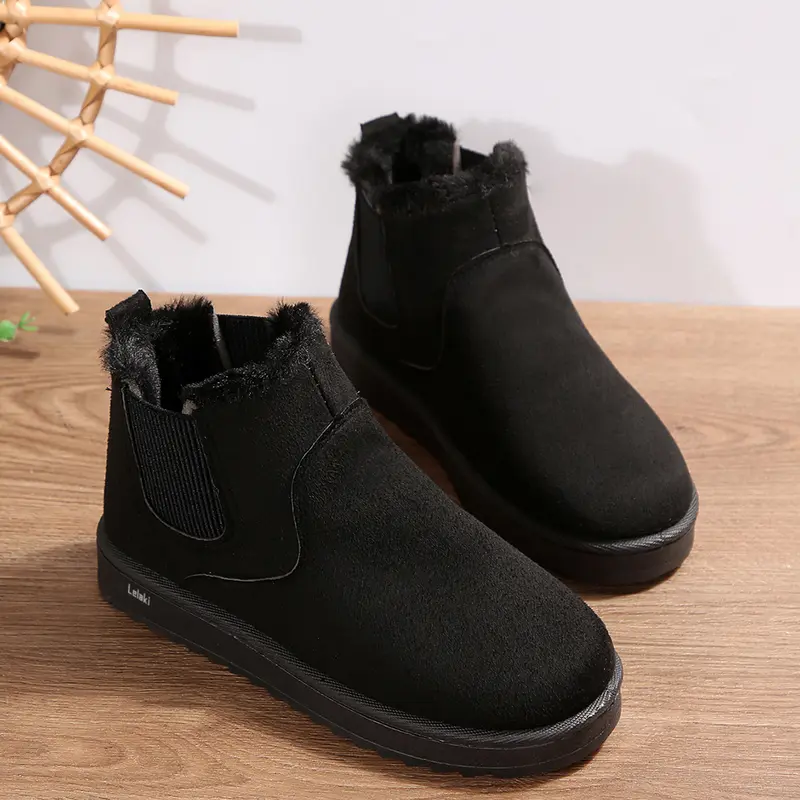 🔥 Commandez aujourd'hui et recevez 49 % de réduction - Bottes d'hiver courtes, fourrées, confortables, à enfiler, avec bout rond