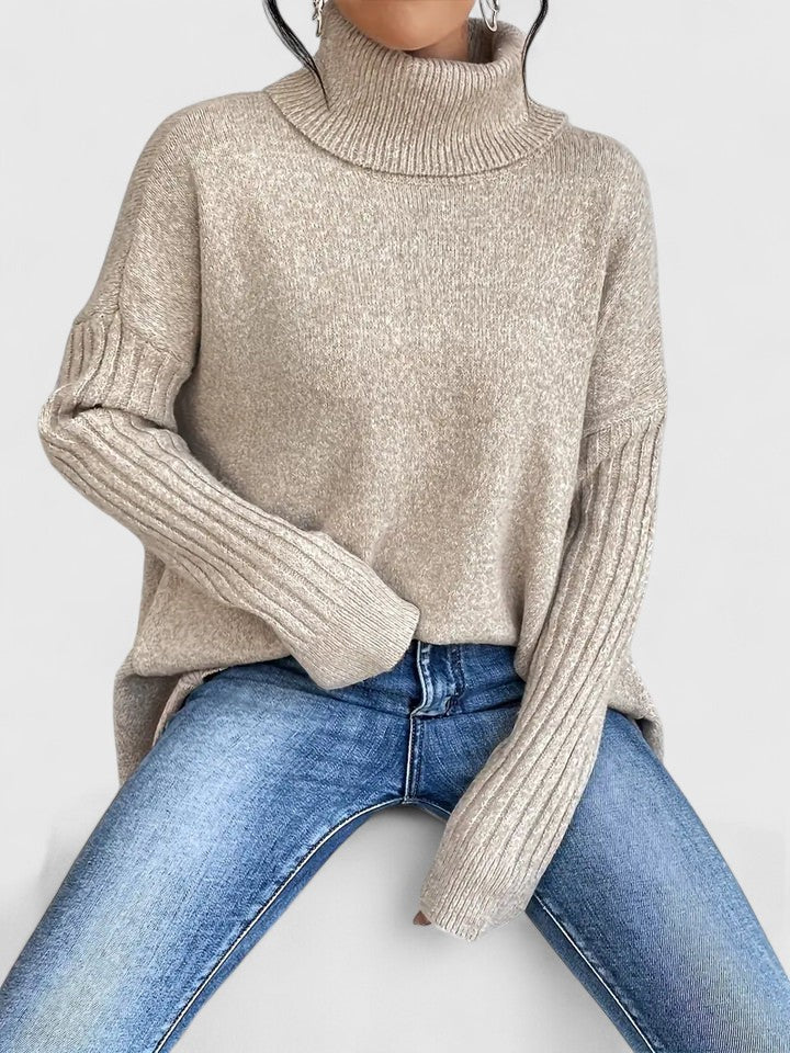 Pull à col roulé ample en tricot épais