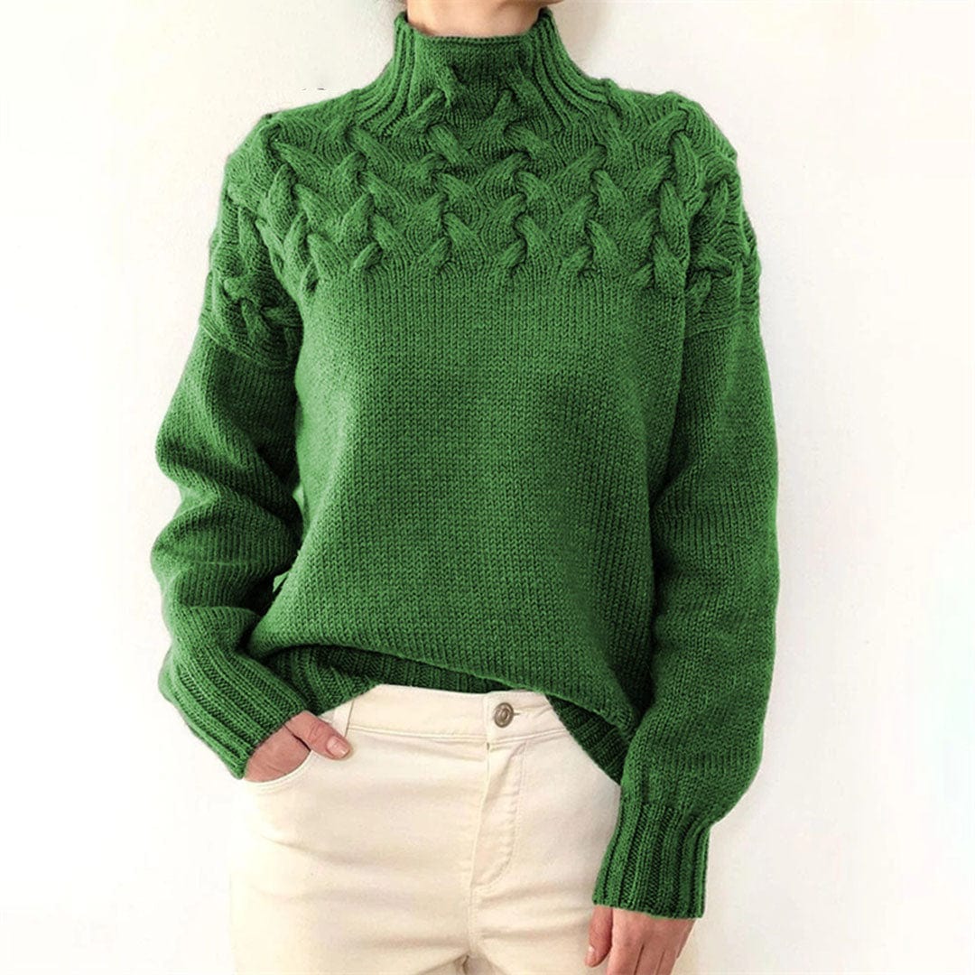 Damen Pullover Rollkragen Zopfmuster Herbst Winter