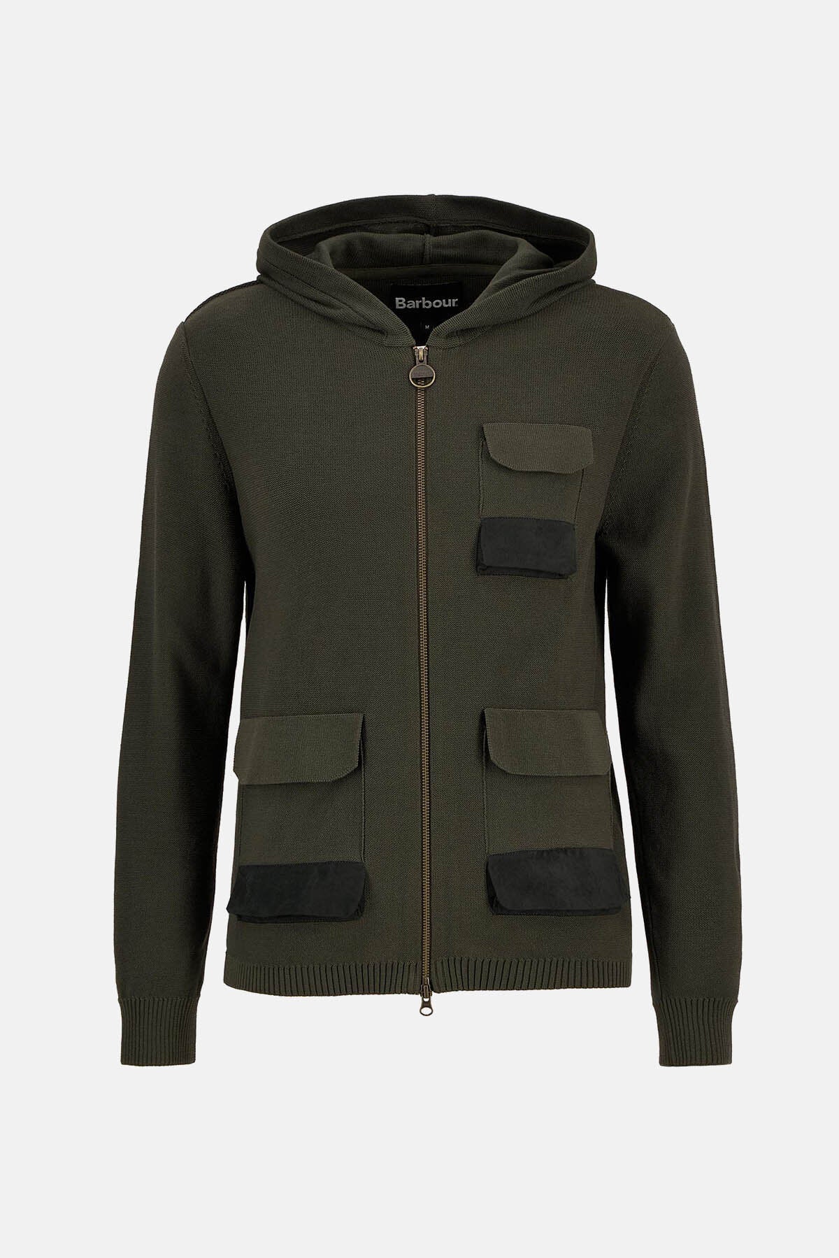 Multi-Pocket Knitted Hoodie - DARK OLIVE