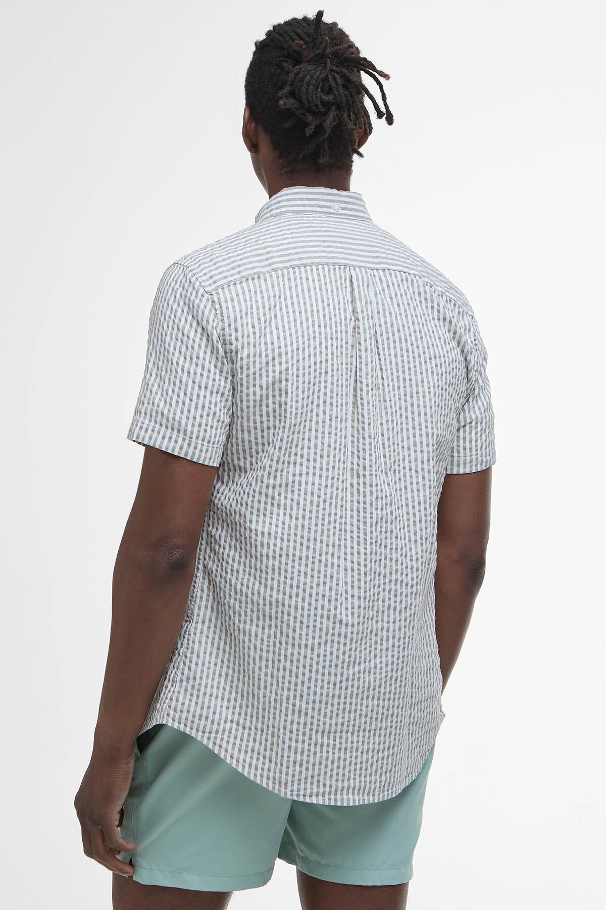 Cresswell Seersucker Regular Short-Sleeved Shirt - STONE