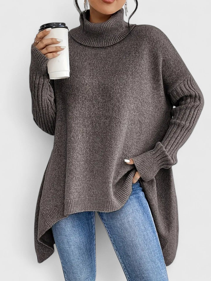 Pull à col roulé ample en tricot épais