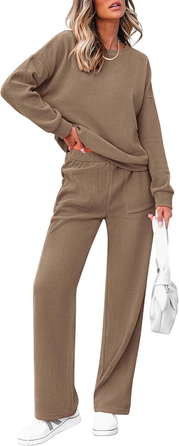 Damen Baumwoll-Zweiteiler Oversized Half-Zip Sweatshirt mit weiter Hose Lässiger Anzug