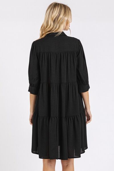 Robe chemise étagée à col et détails boutonnés Mittoshop