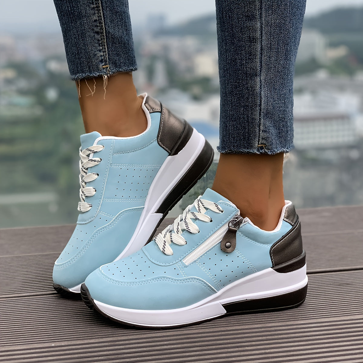 🔥Dernière promotion : 60 % de réduction – Baskets orthopédiques confortables pour femme, à semelle épaisse et fermeture éclair latérale