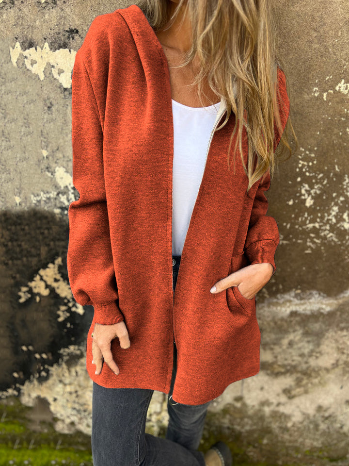VENTE DE LIQUIDATION🔥 Veste décontractée à manches longues et col rond avec fermeture éclair