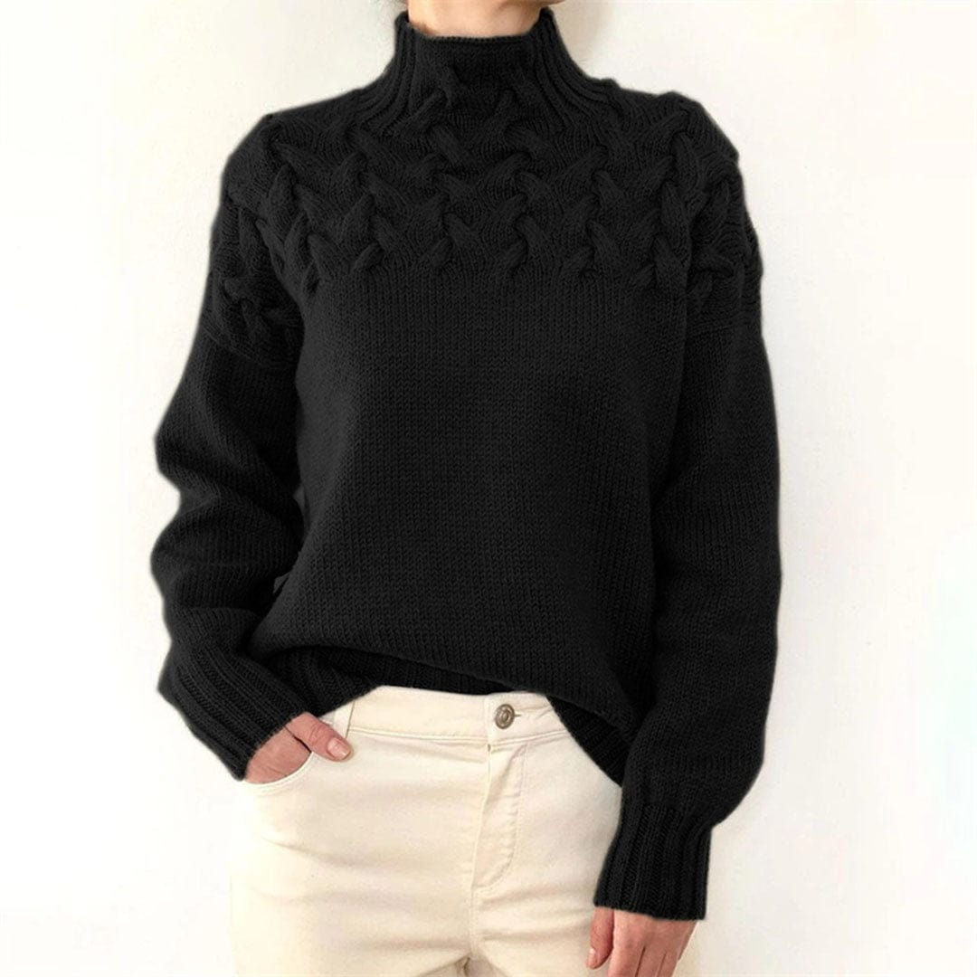 Damen Pullover Rollkragen Zopfmuster Herbst Winter
