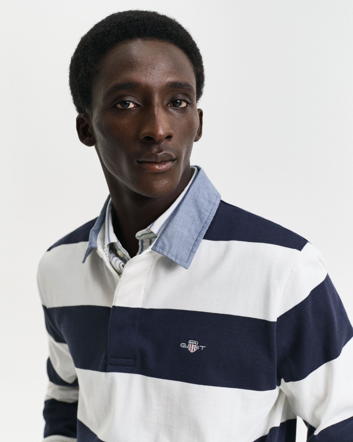 Chambray Collar Striped Heavy Rugger