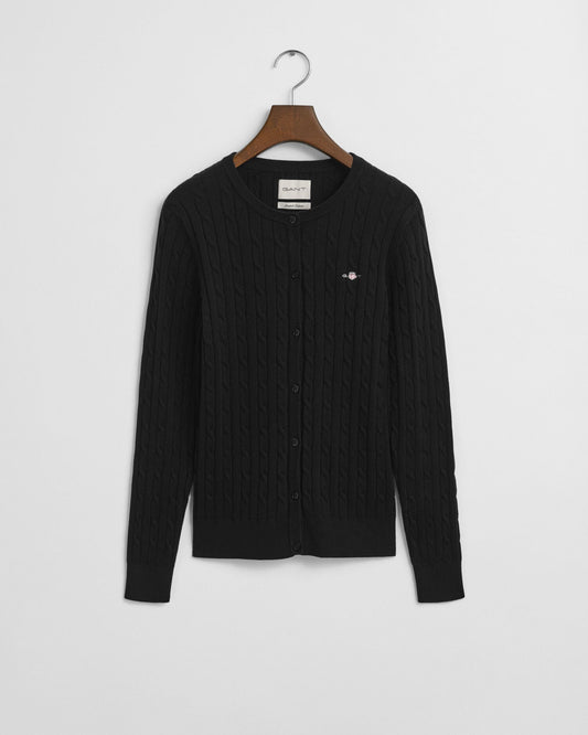 Stretch Cotton Cable Knit Cardigan