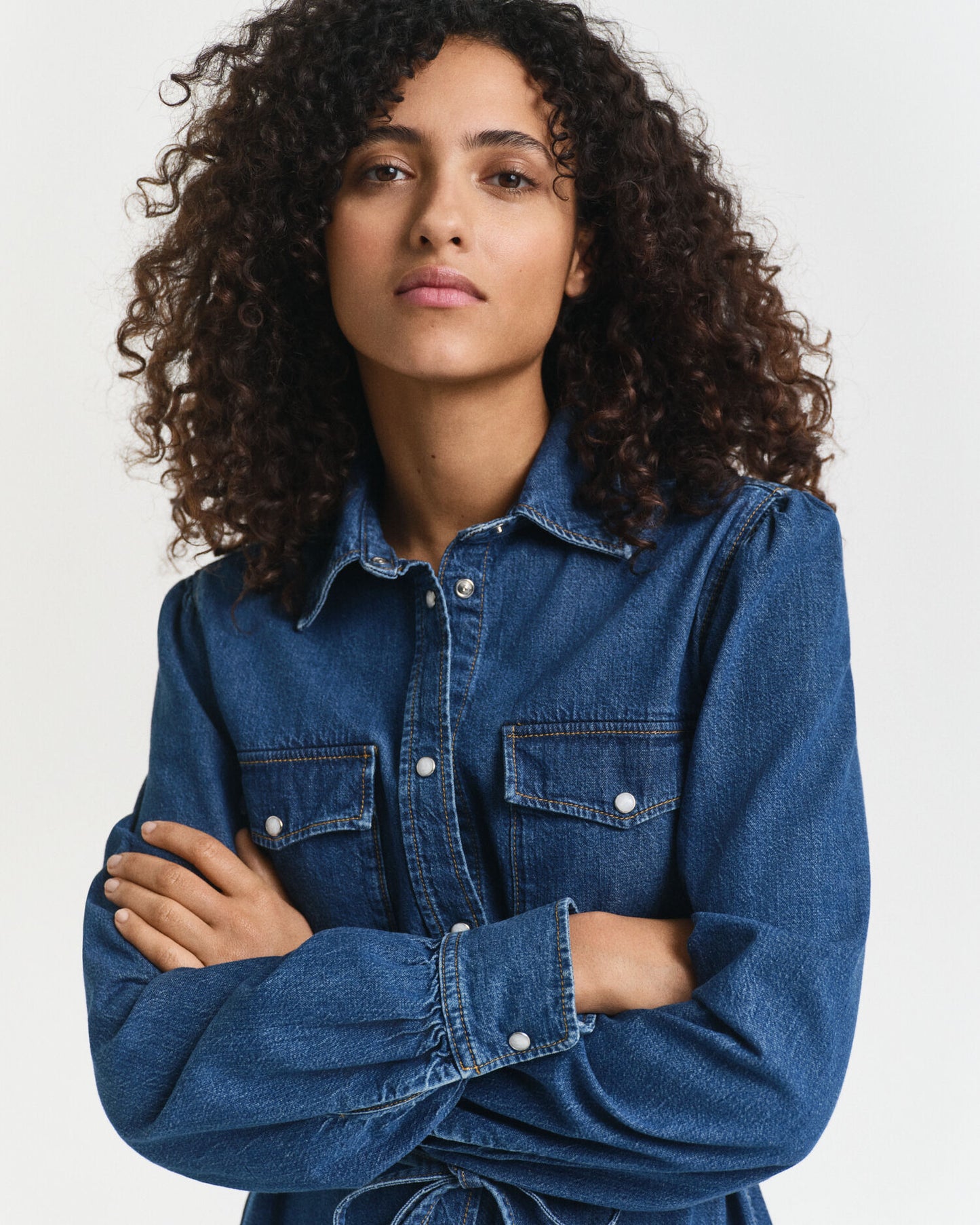 Puff Sleeve Denim Dress