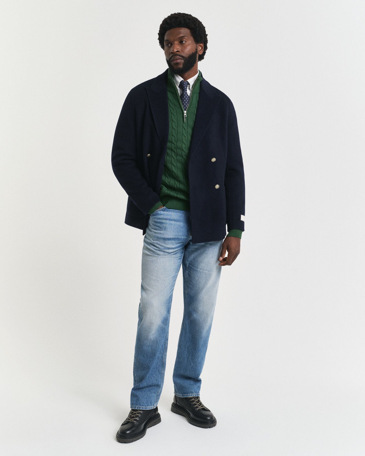 Cotton Cable Knit Half-Zip Sweater