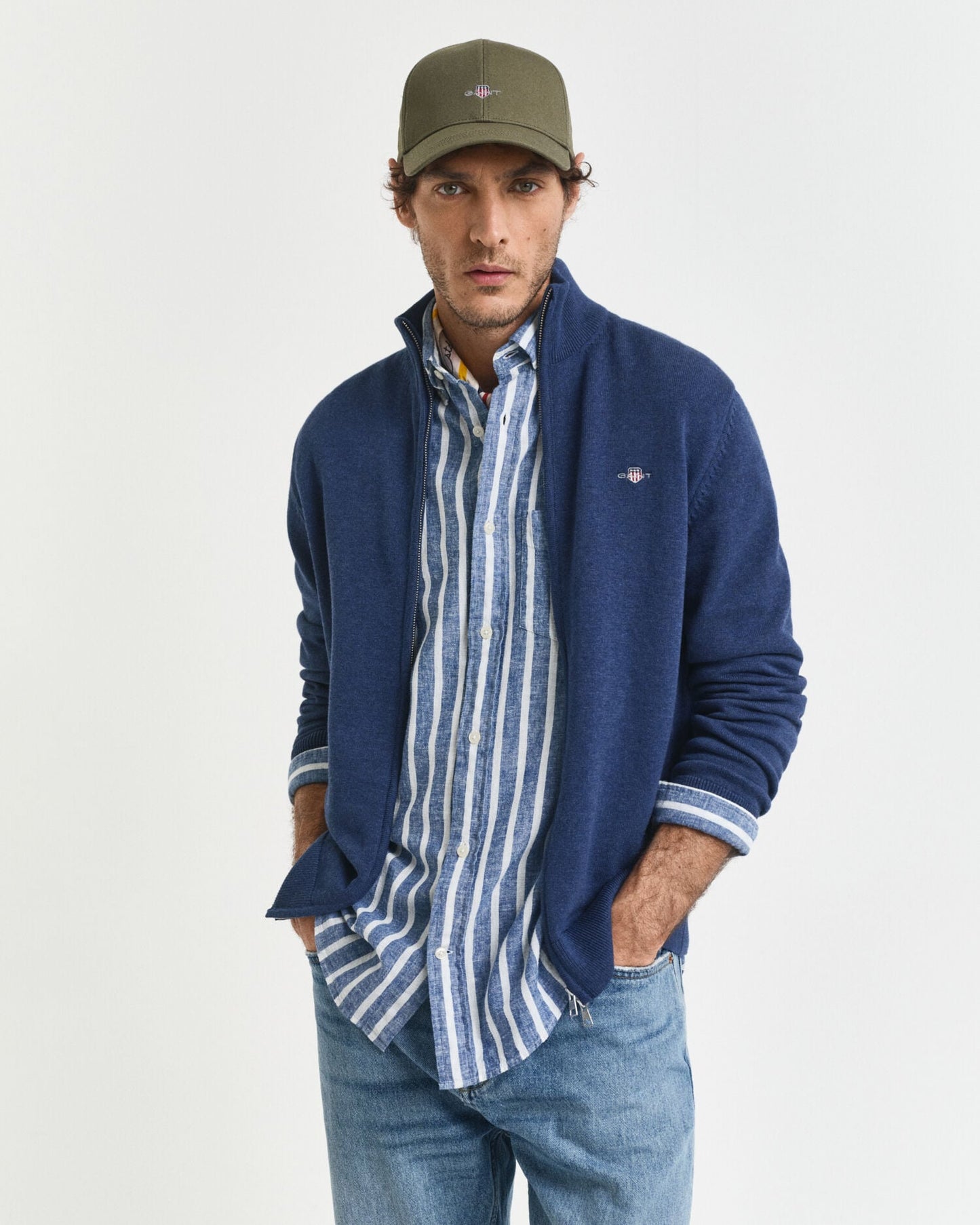 Casual Cotton Zip Cardigan